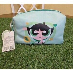 Miniso PowerPuff Girls Buttercup Cosmetic Make-Up Bag Mint Green NWT 8.75"x5"x4"